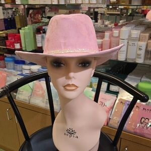 Pink Suede & Sequin trim Cowboy Hat